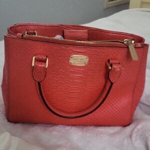MICHAEL Michael Kors Orange Satchel with Gold Accents